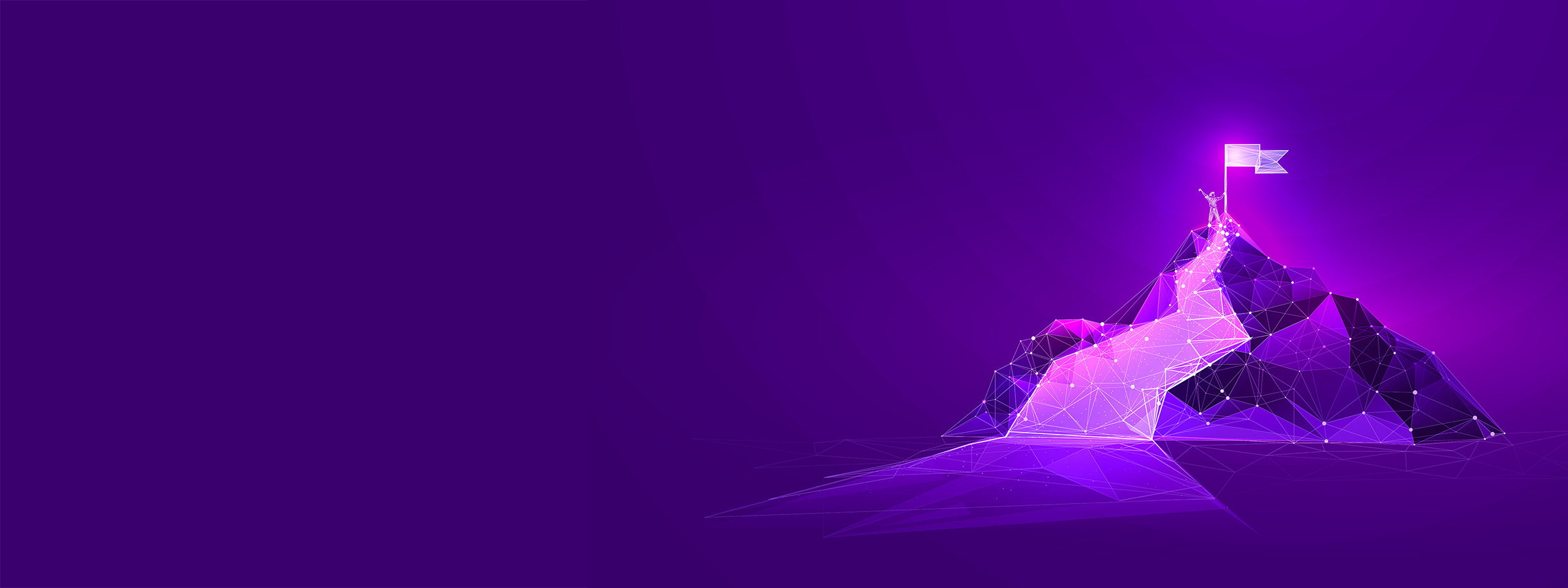 purple digital mountain with flag on top